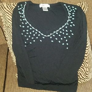 KIKIT black sweater with Turquoise beads